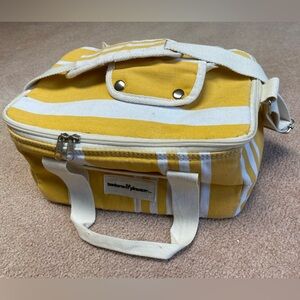 Business & Pleasure Yellow Striped cooler bag. Miss one snap button